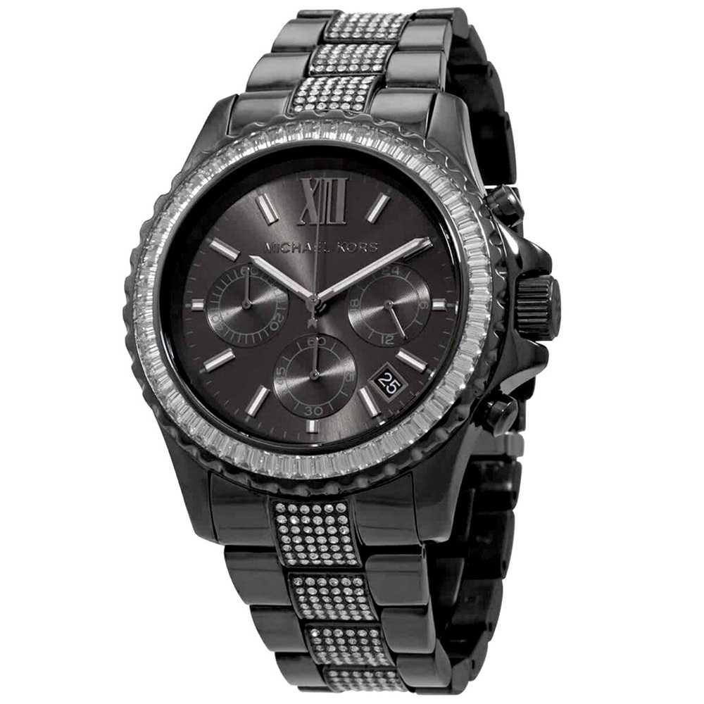 🩶🖤MICHAEL KORS MK6974 EVEREST GUNMETAL CHRONOGRAPH DIAL BRACELET BAND WATCH🩶🖤